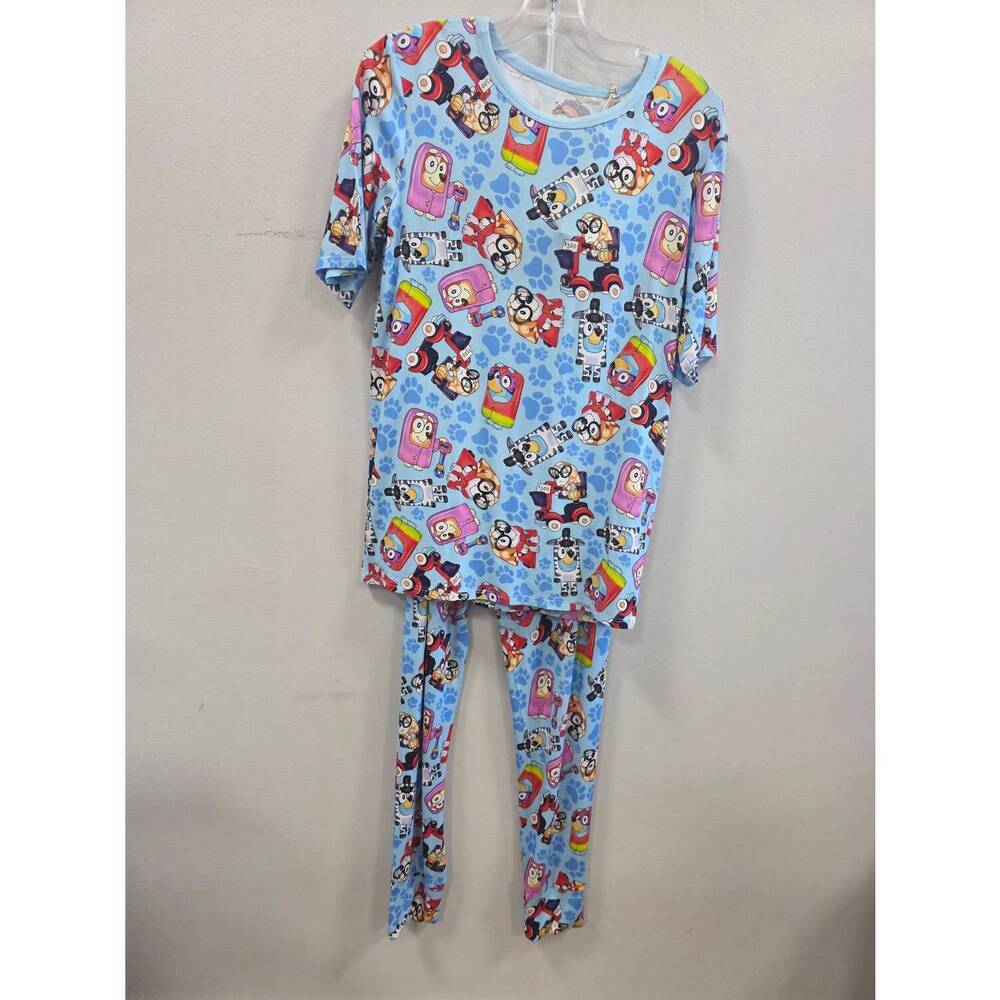 NEW CHARLIES PROJECT kid's here come the grannies bamboo loungewear set in blue